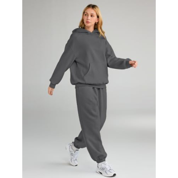 AUTOMET Sweatsuits Women 2 Piece Outfit Lounge Two Piece Sets Fall Fashion 2025 Tracksuits Oversized Sweatshirt and Sweatpants Casual Teen Girls Clothing BlackGrey S