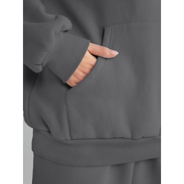 AUTOMET Sweatsuits Women 2 Piece Outfit Lounge Two Piece Sets Fall Fashion 2025 Tracksuits Oversized Sweatshirt and Sweatpants Casual Teen Girls Clothing BlackGrey S