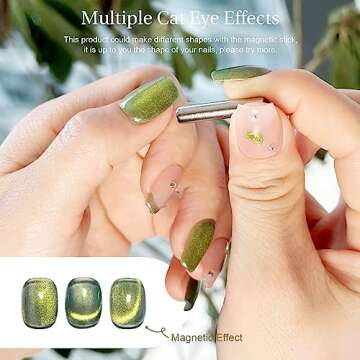 SAGEBIO Cat Eye Gel Nail Polish with Magnet Stick, 15ml Glitter Holographic Nail Polish, Magnetic Ef...