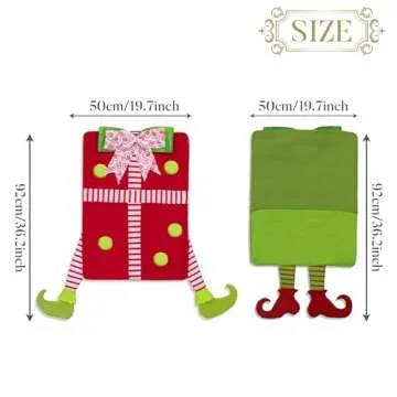 Valery Madelyn 2 Pack Delightful Elf Christmas Chair Covers with Elf Legs, Dining Chair Slipcovers Red Green White Chair Back Covers for Xmas Holiday Home Kitchen Decorations Dining Room, Office