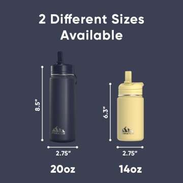 Hydrapeak Mini 14oz Water Bottle with Straw Lid, Stainless Steel Double Wall Insulated Water Bottle | Leak-Proof and Spill-Proof Water Bottle, 24 Hours Cold (Navy)