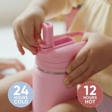 Hydrapeak Mini 14oz Water Bottle with Straw Lid, Stainless Steel Double Wall Insulated Water Bottle | Leak-Proof and Spill-Proof Water Bottle, 24 Hours Cold (Navy)