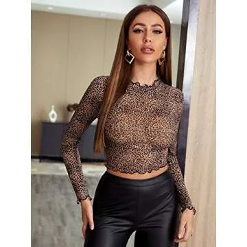 Trendy Floerns Mesh Sheer Crop Top for Women