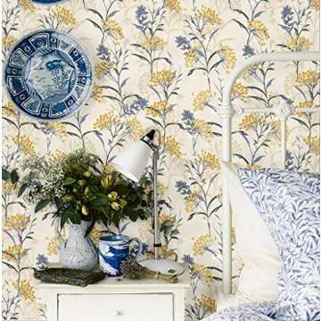 Blooming Wall DPY08 Floral Peel&Stick Wallpaper - Fresh Yellow Design