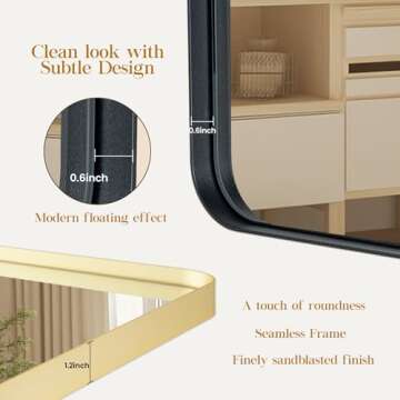 Fun Memories Gold Bathroom Mirror - Stylish Tempered Glass