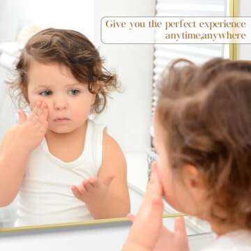 Fun Memories Gold Bathroom Mirror - Stylish Tempered Glass