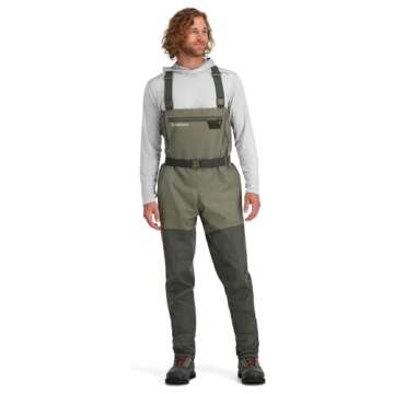 Simms Men's Tributary Stockingfoot Chest-High Fishing Waders - Durable, Breathable, Waterproof Fly Fishing Waders for Men, Basalt, (Large 9-11 Foot)