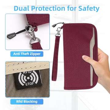 ZOPPEN Rfid Passport Holder Travel Wallet Family Documents Organizer Travel Accessories for 6 Passport, #04 Burgundy