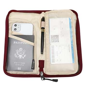 ZOPPEN Rfid Passport Holder Travel Wallet Family Documents Organizer Travel Accessories for 6 Passport, #04 Burgundy