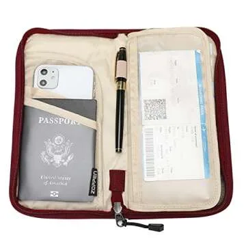 ZOPPEN Rfid Passport Holder Travel Wallet Family Documents Organizer Travel Accessories for 6 Passport, #04 Burgundy