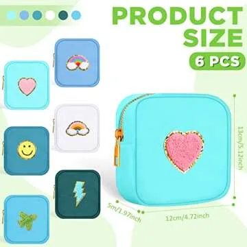 Zubebe Stylish Preppy Makeup Bags - 6 Pcs Set