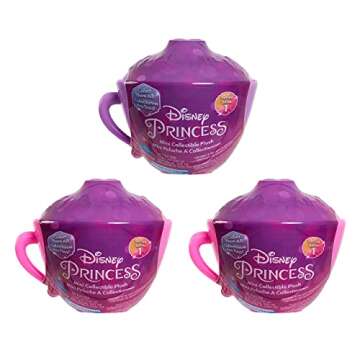 Disney Princess Mini Teacup Capsule Plushie, 3-Pack Set, Collectible Mini Plushie, Styles May Vary, ...