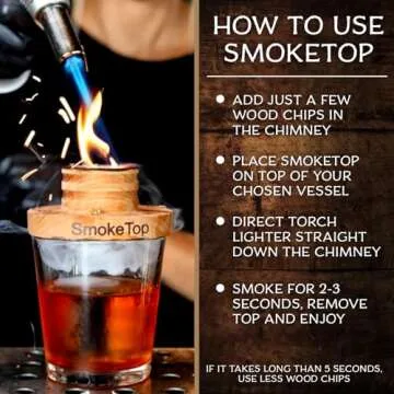 SmokeTop Cocktail Smoker Kit - Old Fashioned Chimney Drink Smoker for Cocktails, Whiskey, & Bourbon With Sample Pack Of Wood Chips - by Middleton Mixology