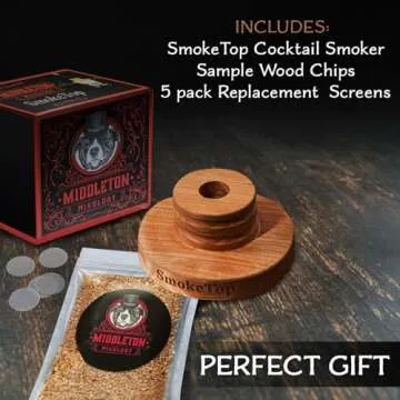SmokeTop Cocktail Smoker Kit - Old Fashioned Chimney Drink Smoker for Cocktails, Whiskey, & Bourbon With Sample Pack Of Wood Chips - by Middleton Mixology