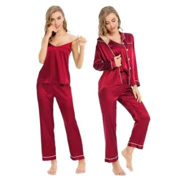 Buy SWOMOG Women Satin Pajamas 4pcs Set for Ultimate Comfort