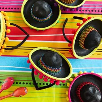 JOYIN 6 PCS Cinco De Mayo Fiesta Fabric Sombrero Headbands Party Costume for Fun Fiesta Hat Party Su...