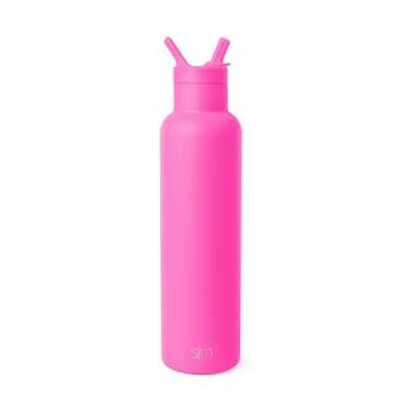 Simple Modern Water Bottle with Narrow Mouth Straw Lid Metal Thermos Vacuum Insulated Stainless Stee...