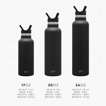 Simple Modern Water Bottle with Narrow Mouth Straw Lid Metal Thermos Vacuum Insulated Stainless Steel l Reusable Leak Proof BPA-Free Flask | Ascent Collection | 24oz, Raspberry Vibes