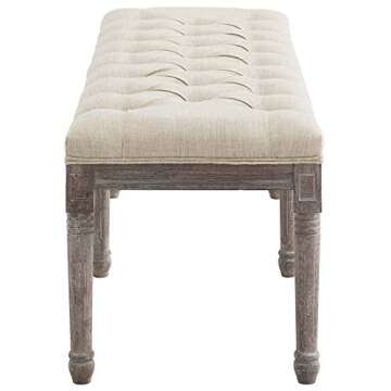 Modway Province French Vintage Upholstered Entryway Bench in Beige