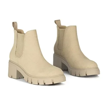 Athlefit Women's Stylish Chelsea Boots with Chunky Heel