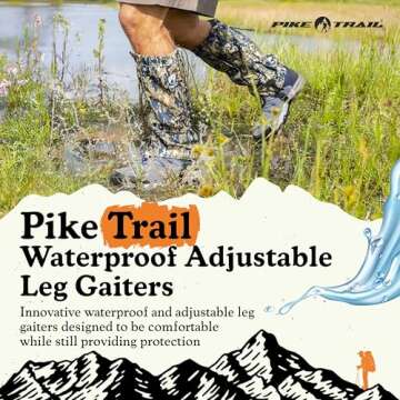 Pike Trail Adjustable Leg Gaiters - Lightweight, Waterproof - Leg Guards for Men & Women - Hiking Es...