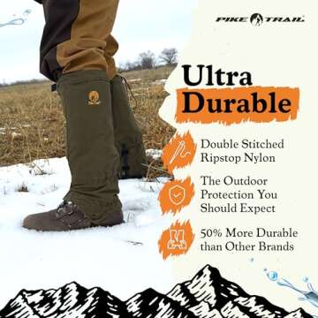 Pike Trail Adjustable Leg Gaiters - Lightweight Waterproof Gear