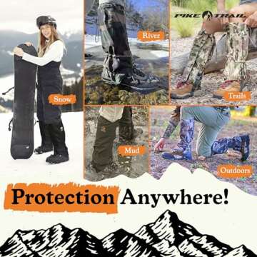 Pike Trail Adjustable Leg Gaiters - Lightweight Waterproof Gear