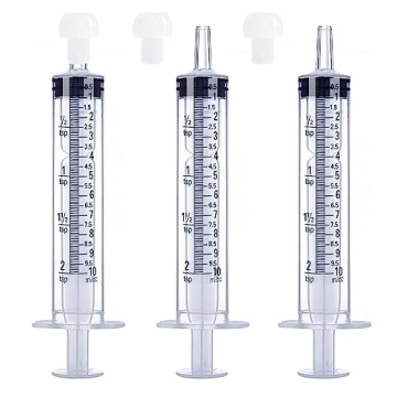 10mL Syringe for Liquid, Food, Oral, Scientific Labs, Measurement, Dispensing, Press-In Adapter, Cra...