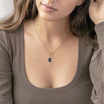 DoreenBeads Gold Paperclip Chain Necklace for Women-18K Gold Plated Man in the Moon Charm Pendant To...