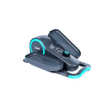 Cubii GO Aqua - Compact Whisper Quiet Under Desk Elliptical with LCD Monitor, Adjustable Resistance, Portable Design with Telescopic Handle & Wheels