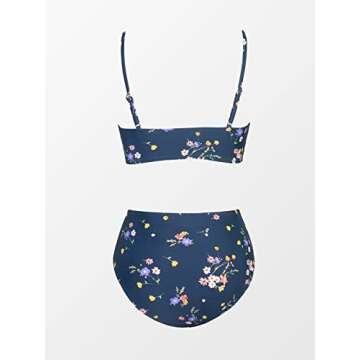 CUPSHE Bikini Sets for Women Two Piece Swimsuits High Waisted Twist Front Adjustable Spaghetti Straps V Neck Back, M