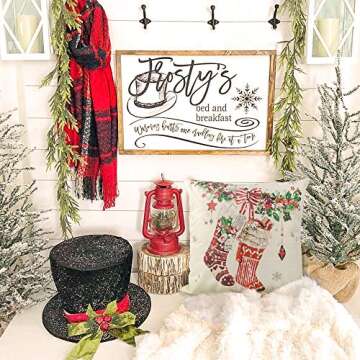 CDWERD Christmas Pillow Covers 18x18 Inches Set of 4 Vintage Christmas Decorations Throw Pillowcase Cotton Linen for Home Couch Decor