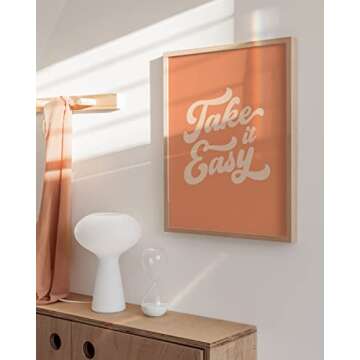 HAUS AND HUES Relax Sign Peach Pictures for Room - Cute Quote Posters and Inspirational Wall Art for...