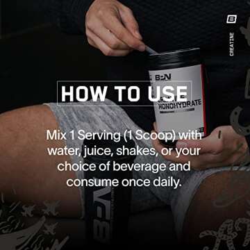 BARE PERFORMANCE NUTRITION, BPN Pure Creatine Monohydrate Powder by Creapure, 5g of Creatine per Serving, Supports Muscle Growth, Unflavored Creatine Powder, 30 Servings