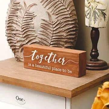 NIKKY HOME Rustic Wooden Box Sign with Positive Sayings
