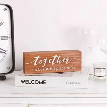 NIKKY HOME Rustic Wooden Box Sign with Positive Sayings