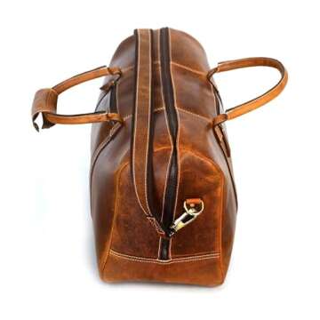 KomalC Leather Duffel Bags for Men and Women Full Grain Leather Travel Overnight Weekend Leather Bag...