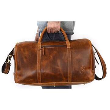 KomalC 20 Inch Leather Duffel Bag - Premium Travel & Gym