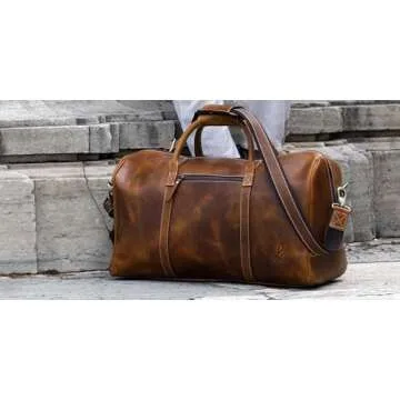 KomalC 20 Inch Leather Duffel Bag - Premium Travel & Gym