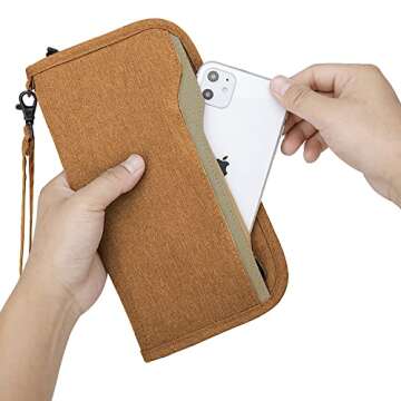 ZOPPEN Rfid Passport Holder Travel Wallet Family Documents Organizer Travel Accessories for 6 Passport, with Vaccine Card Slot Fits 4.3 X 3.5 inches Vaccine Card, #05 Khaki