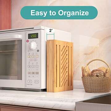 Bamboo Bread Slicer for Homemade Bread,Adjustable Width Bread Slicing Guides. Sturdy Wooden Bread Cutting Board. Makes Cutting Bagels or Even Bread Slices Easy Natural