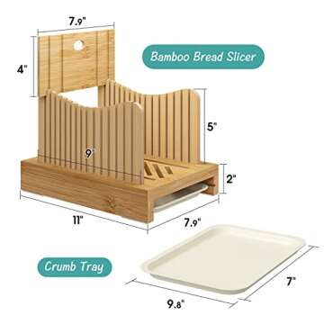 Bamboo Bread Slicer for Homemade Bread,Adjustable Width Bread Slicing Guides. Sturdy Wooden Bread Cutting Board. Makes Cutting Bagels or Even Bread Slices Easy Natural