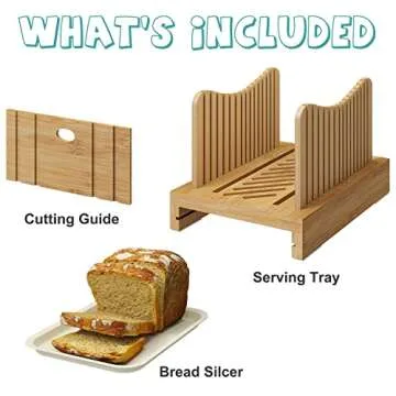 Bamboo Bread Slicer for Homemade Bread,Adjustable Width Bread Slicing Guides. Sturdy Wooden Bread Cutting Board. Makes Cutting Bagels or Even Bread Slices Easy Natural