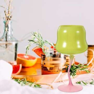 Amosfun Rose Cocktail Glasses Cute Wine Goblet Decorative Stemmed Cup Colored Shaped Glassware for Wine Drinks Ice Cream Dessert Yellow