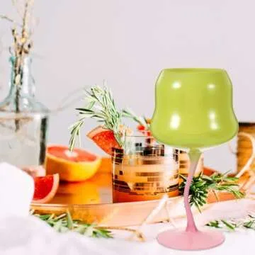 Amosfun Rose Cocktail Glasses Cute Wine Goblet Decorative Stemmed Cup Colored Shaped Glassware for Wine Drinks Ice Cream Dessert Yellow