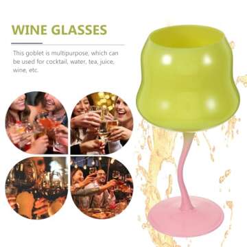 Amosfun Rose Cocktail Glasses Cute Wine Goblet Decorative Stemmed Cup Colored Shaped Glassware for Wine Drinks Ice Cream Dessert Yellow