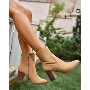 LAICIGO Women's Chic Pointed Toe Ankle Boots - Comfortable Fashion