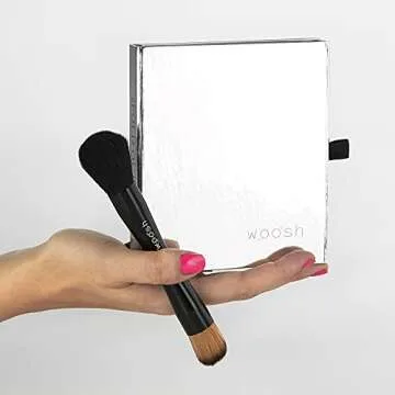 Woosh Beauty, The Fold Out Face Palette w/Secret Brush, Travel, All in One Neutral Cream & Powder Kit, 4 in 1 Nested Makeup Brush (#1 Light)