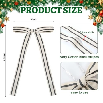 Glitinsel 12 Pcs Cotton Christmas Bows Decor for Holiday