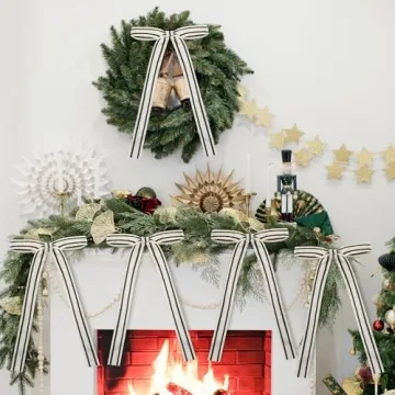 Glitinsel 12 Pcs Cotton Christmas Bows Decor for Holiday